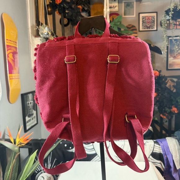 Panache Chic Burgundy Diamond Knit Women's Backpack - Picture 8 of 10